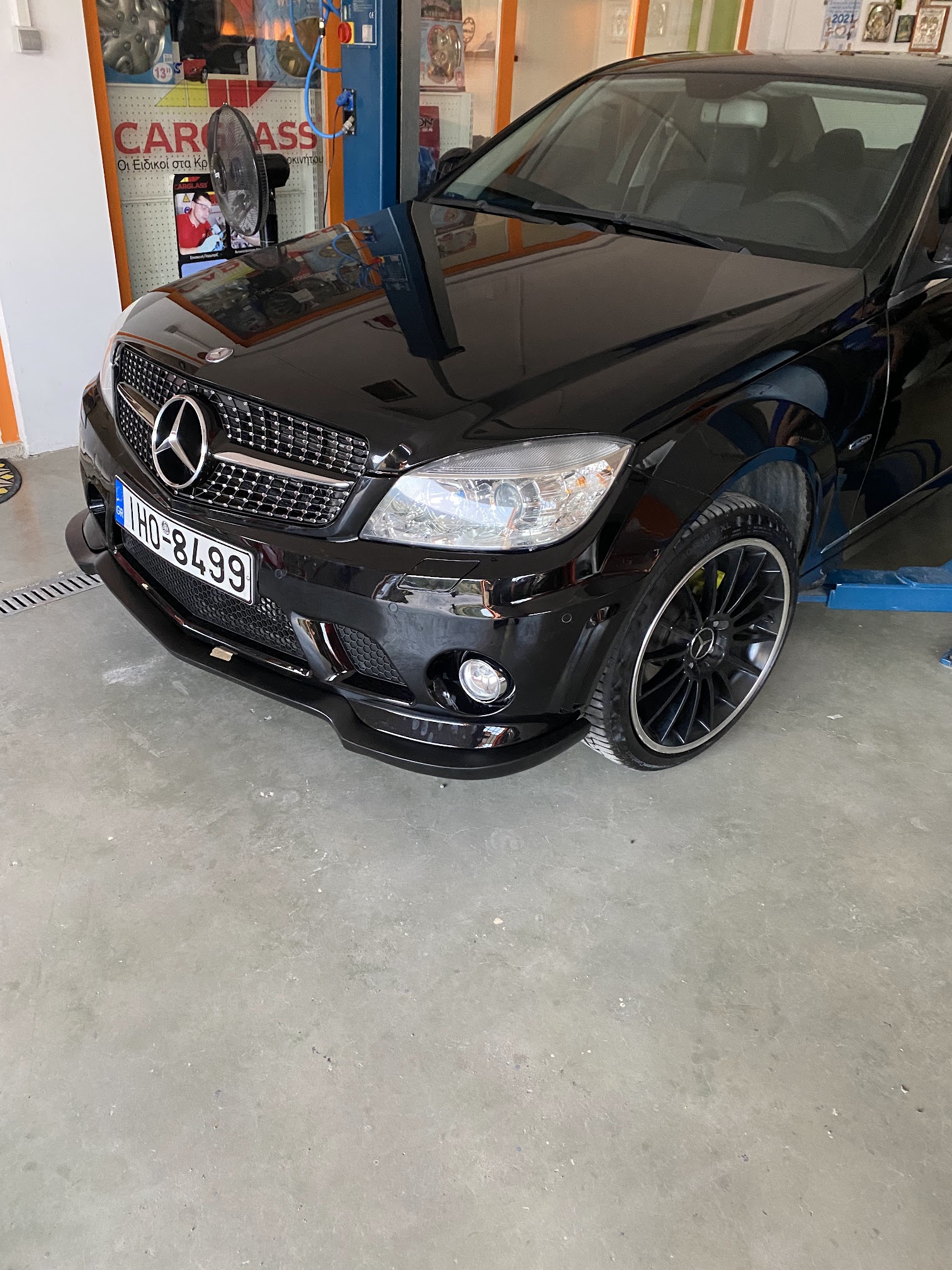 Mercedes C63 AMG in workshop
